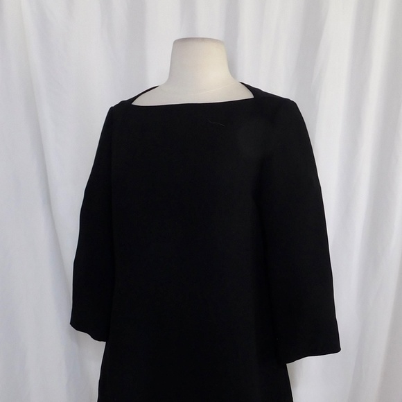 KATE SPADE Caution to the Wind Black Crepe Flounced Bateau Black Dress Size 4 - Picture 7 of 13